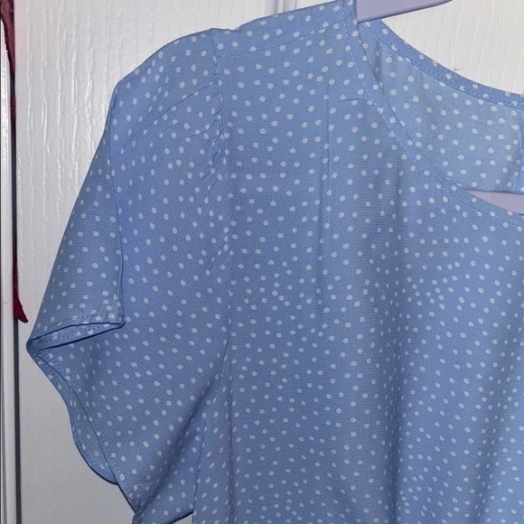 LOFT Blue and White Ruffled Mini Sundress - Picture 7 of 8